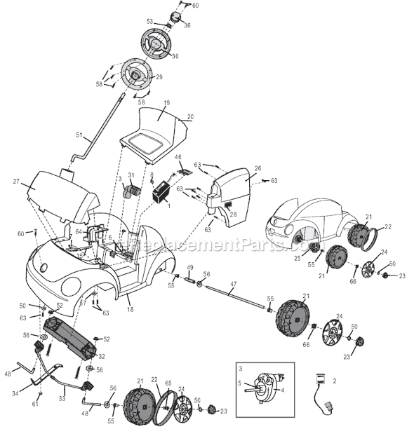Page A Diagram and Parts List for 73510-9993 After 11-04-01 Power Wheels Ride-On Cars